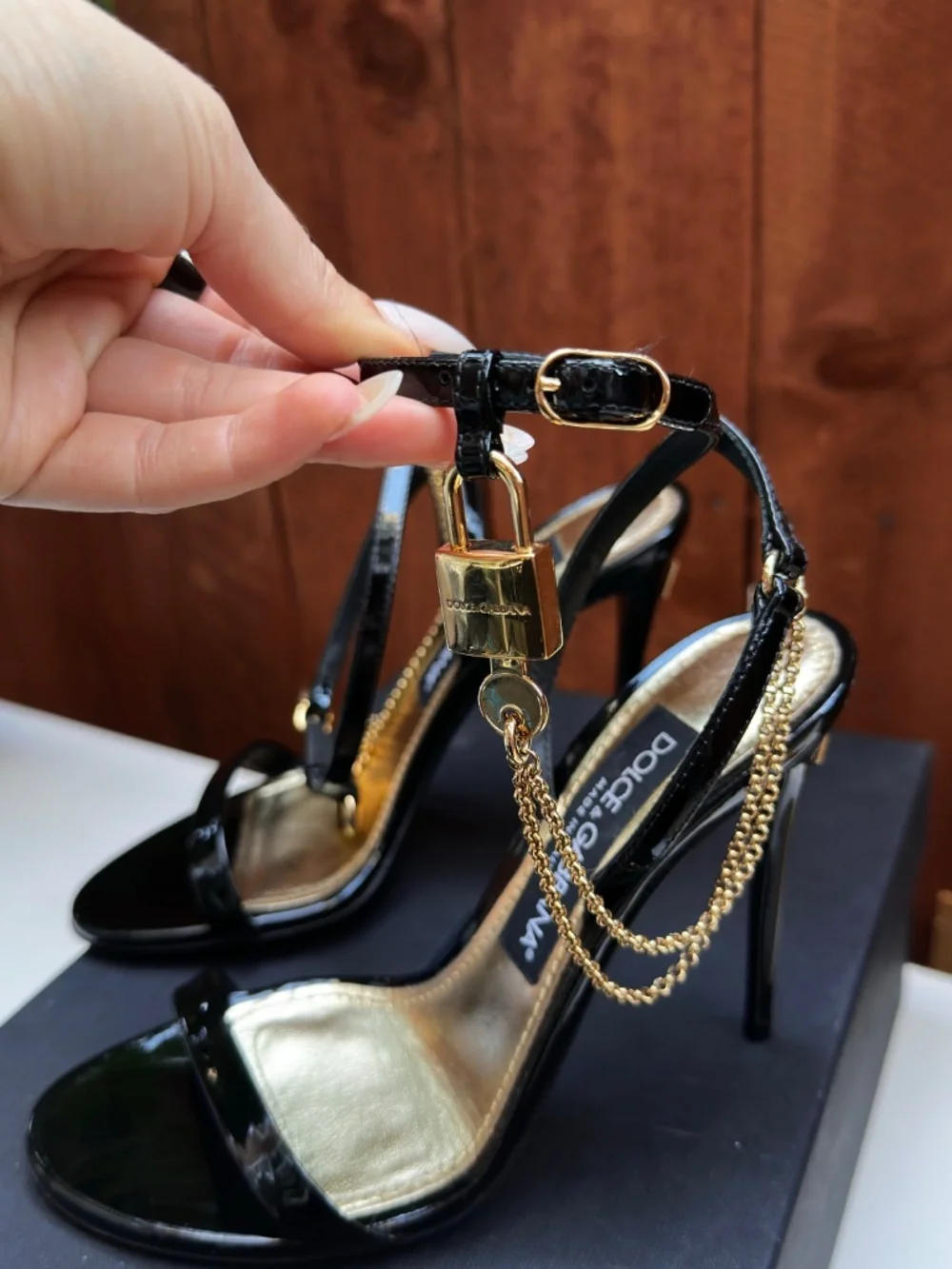 Dolce & Gabbana Keira black patent leather sandals